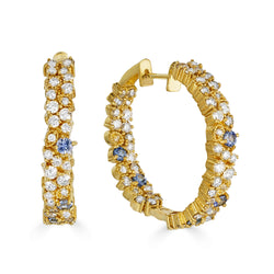Diamond & Sapphire Sunburst Hoops