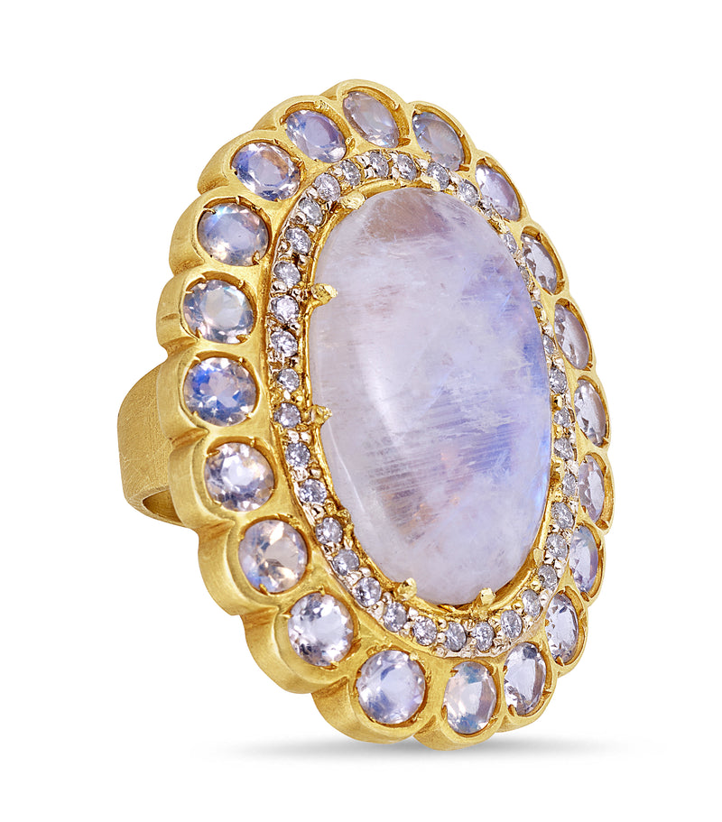 Moonstone & Diamond Marie Antoinette Cocktail Ring