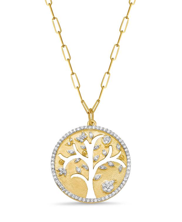 Medium Tree of Life Cutout Necklace with Diamonds